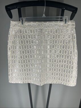 Banana Republic Ivory Metallic Geo Mini Skirt